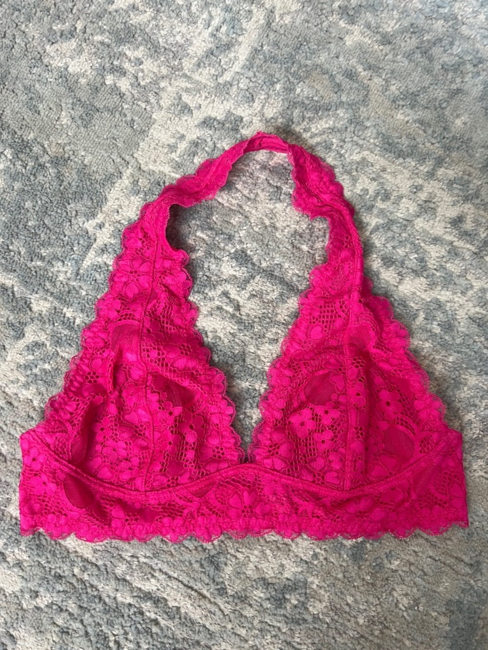 NWOT | FP Intimately Lace Halter Bralette in Hot Pink, Size L